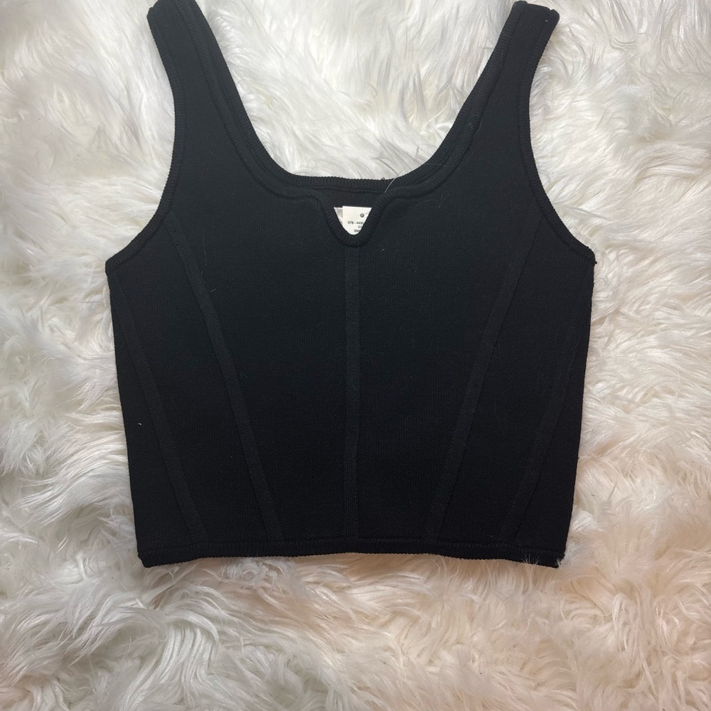NWT Aerie Black Ribbed Crop Tank Top